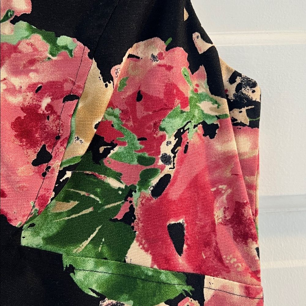 NEW Talbots Pink/Black Floral Sleeveless V Neck Dress, Fully Lined, Size 8 - Picture 11 of 16